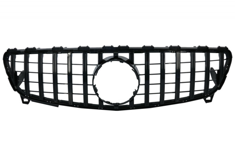 Front Splitters with Central Grille A45 Panamericana Piano Black for Mercedes A-Class W176 Facelift (2015–2018)