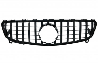 Front Splitters with Central Grille A45 Panamericana Piano Black for Mercedes A-Class W176 Facelift (2015–2018)
