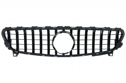 Front Splitters with Central Grille A45 Panamericana Piano Black for Mercedes A-Class W176 Facelift (2015–2018)