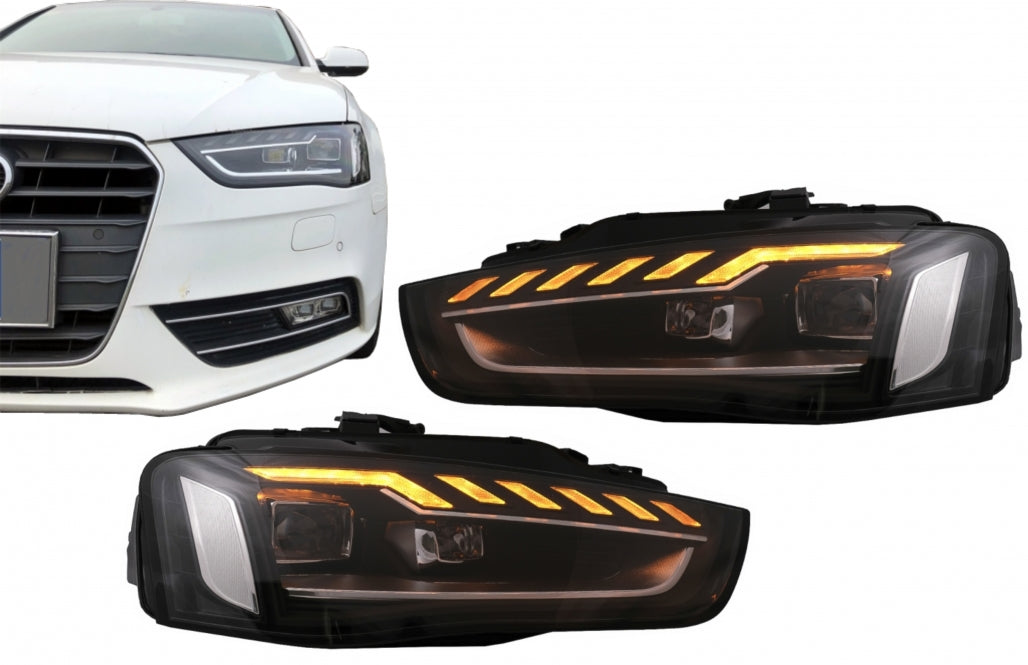 Full LED Headlights A4 B9.5 Design with Dynamic Sequential Turn Signals for Audi A4 B8.5 Facelift (2012–2015)