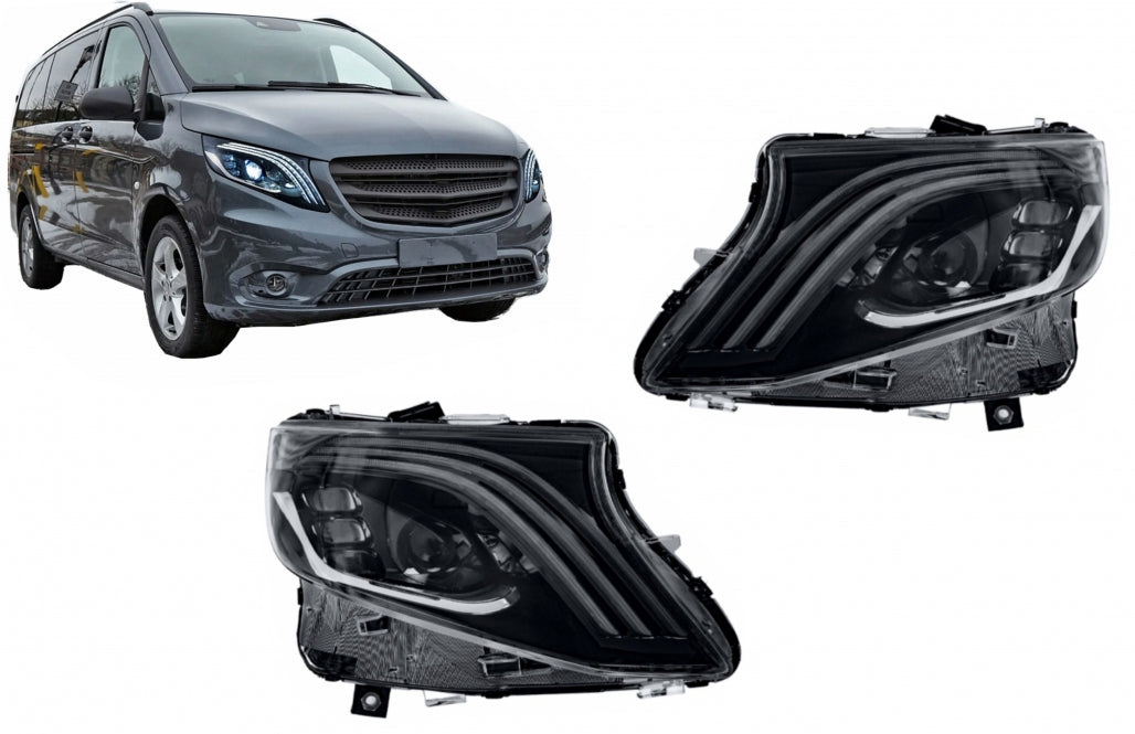 Full LED Headlights Black Dynamic Turning Lights for Mercedes V-Class Vito W447 (2014-2024)