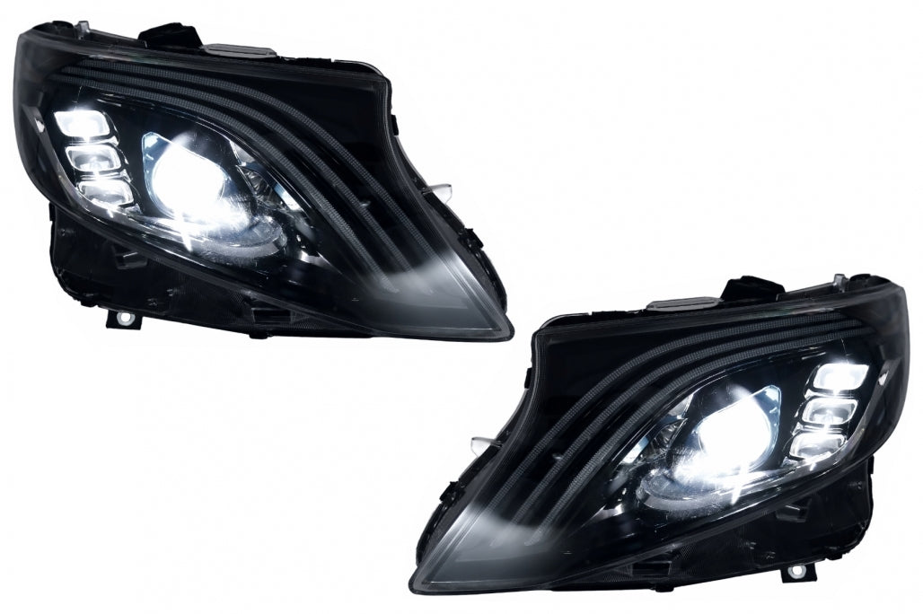 Full LED Headlights Black Dynamic Turning Lights for Mercedes V-Class Vito W447 (2014-2024)