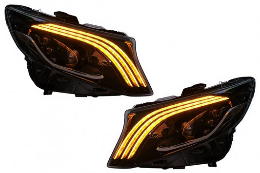 Full LED Headlights Black Dynamic Turning Lights for Mercedes V-Class Vito W447 (2014-2024)