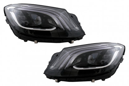 Full LED Headlights Black for Mercedes S-Class W222 (2013–2020) Facelift Conversion