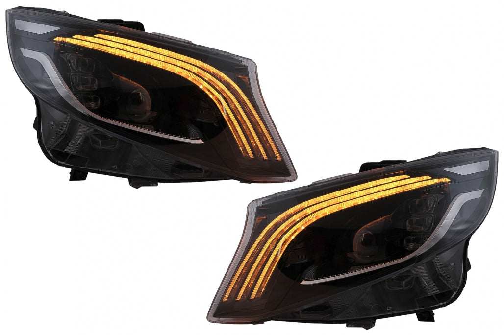 Full LED Headlights Black for Mercedes V-Class W447 (2016–2020) Halogen LHD