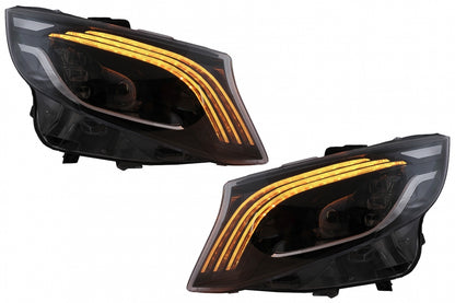 Full LED Headlights Black for Mercedes V-Class W447 (2016–2020) Halogen LHD