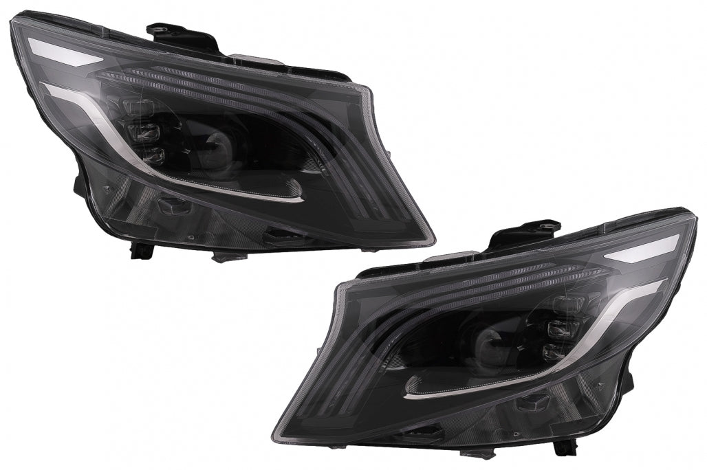 Full LED Headlights Black for Mercedes V-Class W447 (2016–2020) Halogen LHD