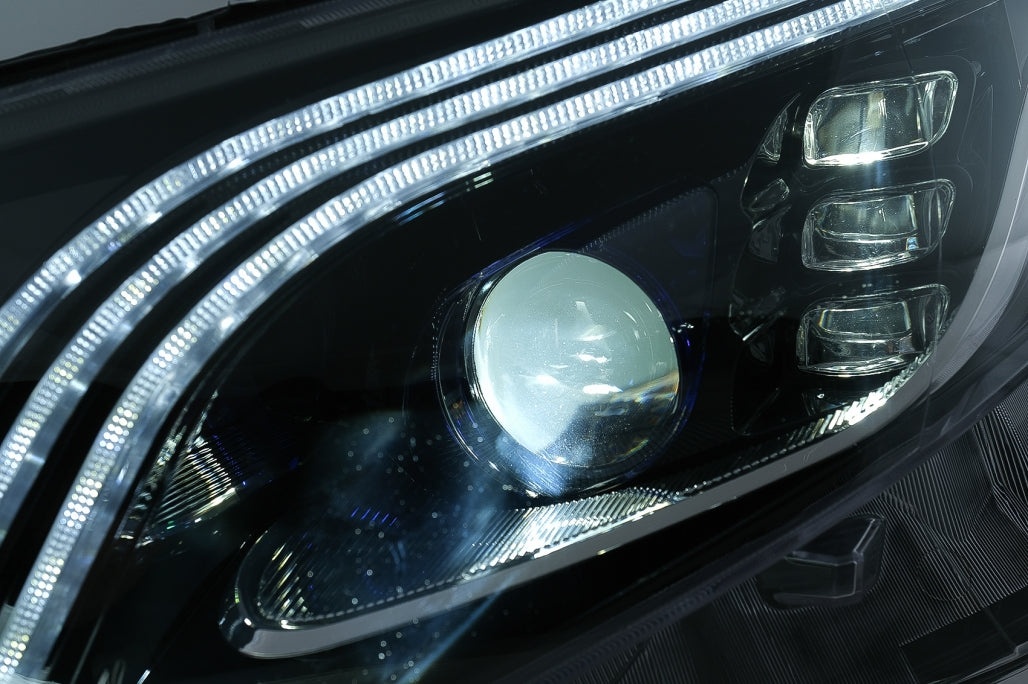 Full LED Headlights Black for Mercedes V-Class W447 (2016–2020) Halogen LHD