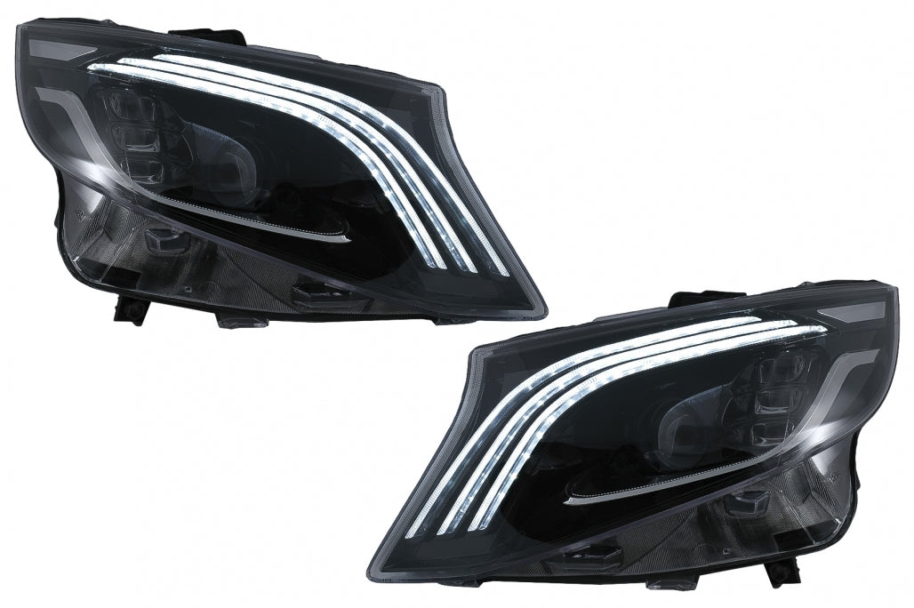 Full LED Headlights Black for Mercedes V-Class W447 (2016–2020) Halogen LHD