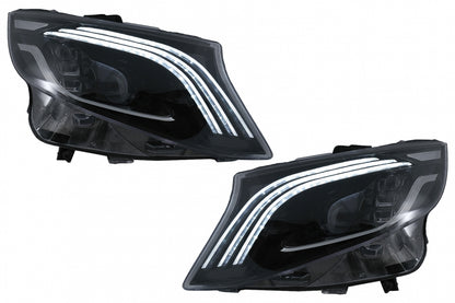 Full LED Headlights Black for Mercedes V-Class W447 (2016–2020) Halogen LHD