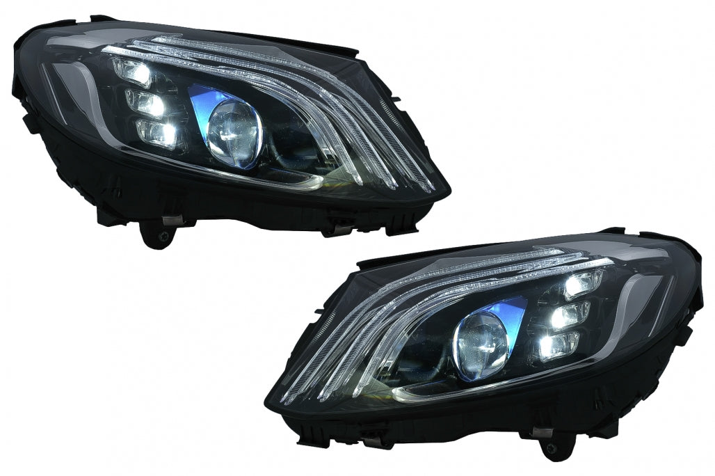 Full LED Headlights W222 Design for Mercedes C-Class W205 S205 (2014–2020) LHD