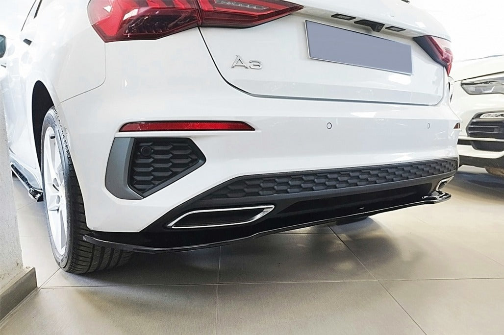 Gloss Black Rear Bumper Splitter Extension Sport Style for Audi A3 8Y S-Line Sportback (2020–2024)