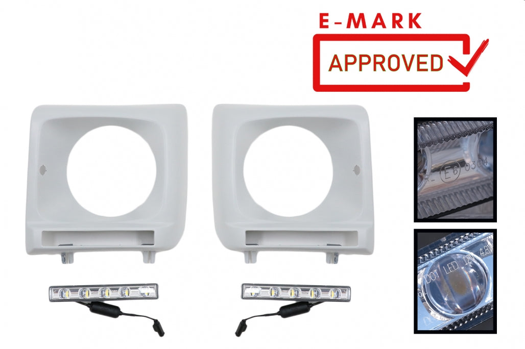 Headlight Covers with LED DRL G65 Design Chrome for Mercedes G-Class W463 (2002–2018)