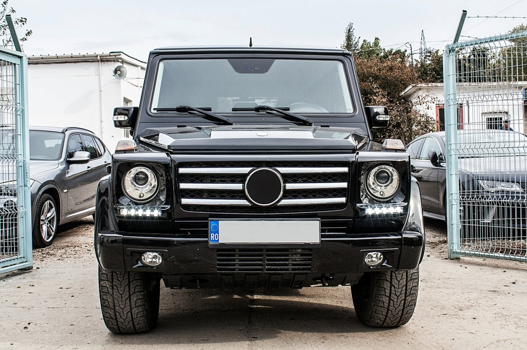 Headlight Covers with LED DRL G65 Design Chrome for Mercedes G-Class W463 (2002–2018)