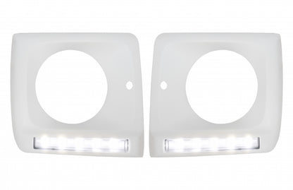 Headlight Covers with LED DRL suitable for Mercedes G-Class W463 (1989–2012) G65 Design Chrome