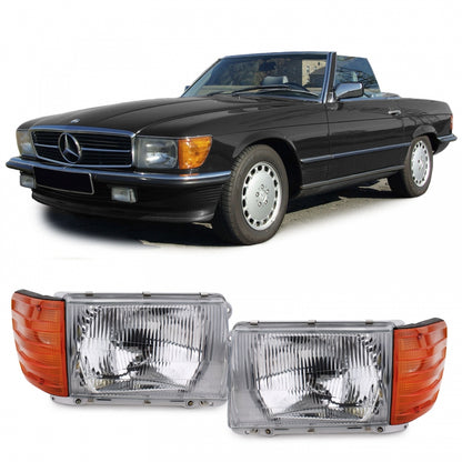 Headlight Set without LWR 6-Pin Right & Left for Mercedes SL R107  SLC C107 (1971–1989)