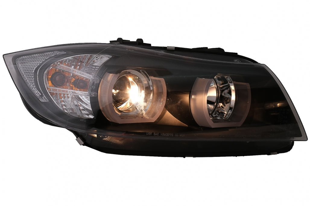 Headlights U-LED 3D Halogen Black for BMW 3 Series E90 E91 LHD (2005–2008)