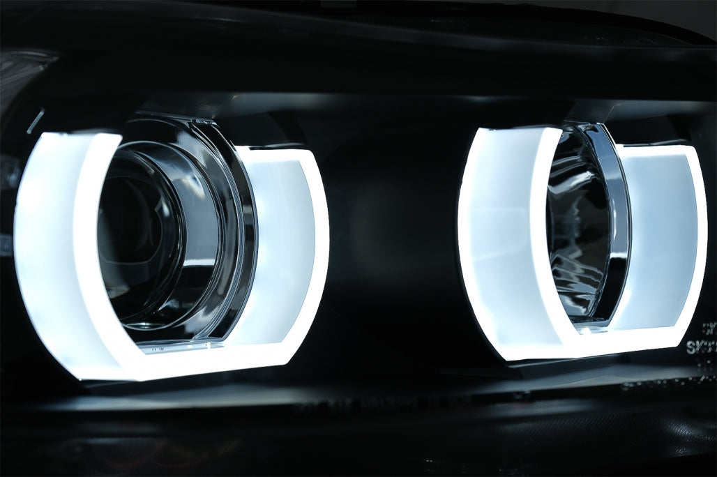 Headlights U-LED 3D Halogen Black for BMW 3 Series E90 E91 LHD (2005–2008)
