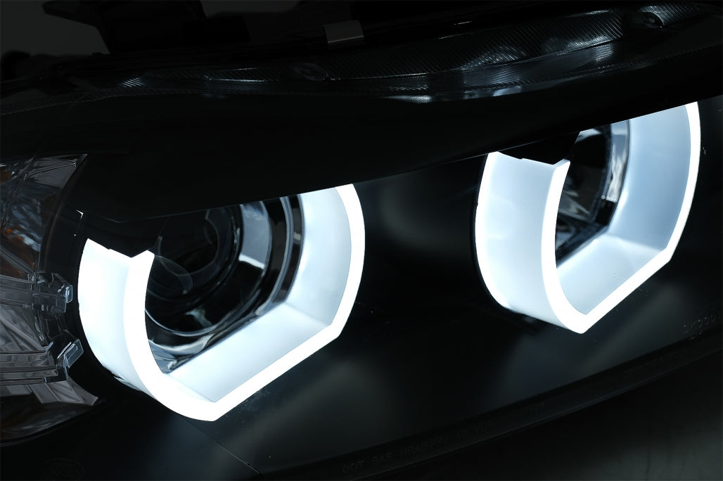 Headlights U-LED 3D Halogen Black for BMW 3 Series E90 E91 LHD (2005–2008)