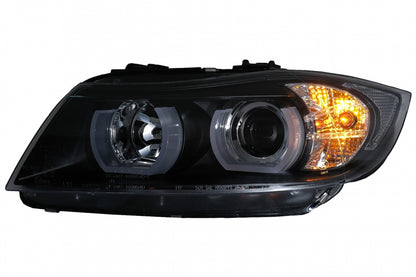 Headlights U-LED 3D Halogen Black for BMW 3 Series E90 E91 LHD (2005–2008)