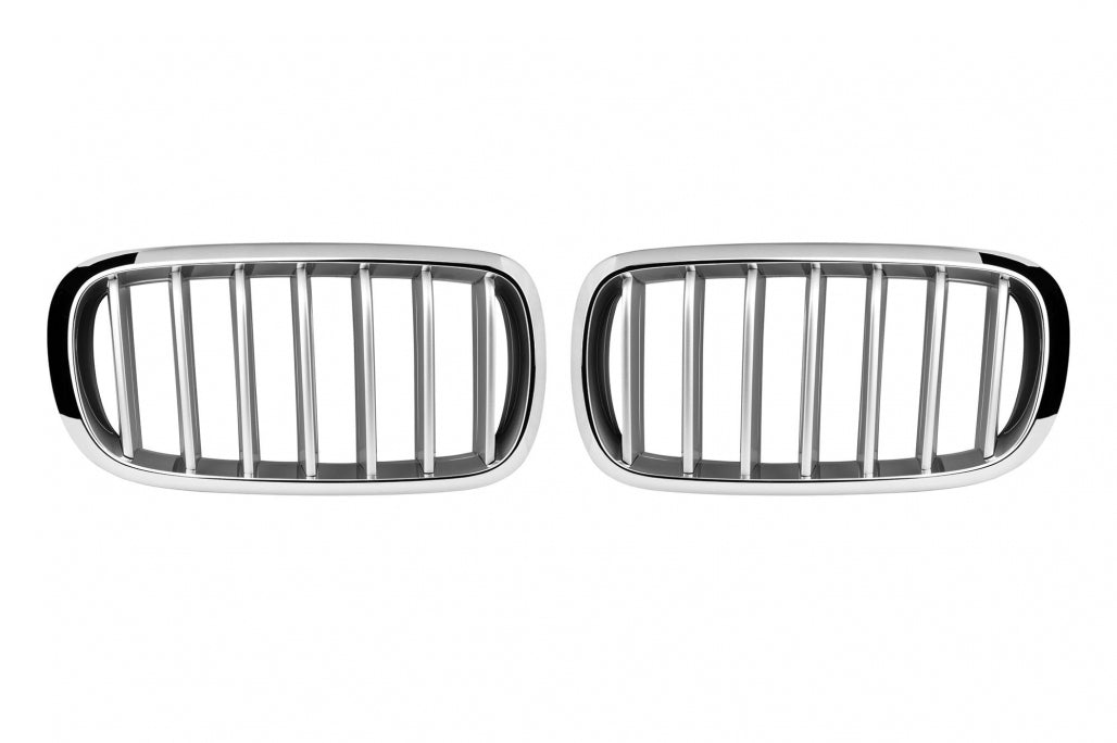 Kidney Grilles Chrome Gray for BMW X5 F15 (2013-2018) X6 F16 (2014-2019)