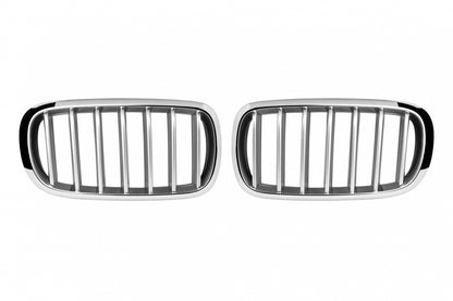 Kidney Grilles Chrome Gray for BMW X5 F15 (2013-2018) X6 F16 (2014-2019)