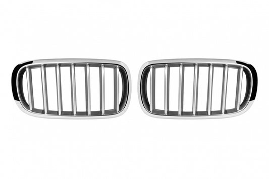 Kidney Grilles Chrome Gray for BMW X5 F15 (2013-2018) X6 F16 (2014-2019)