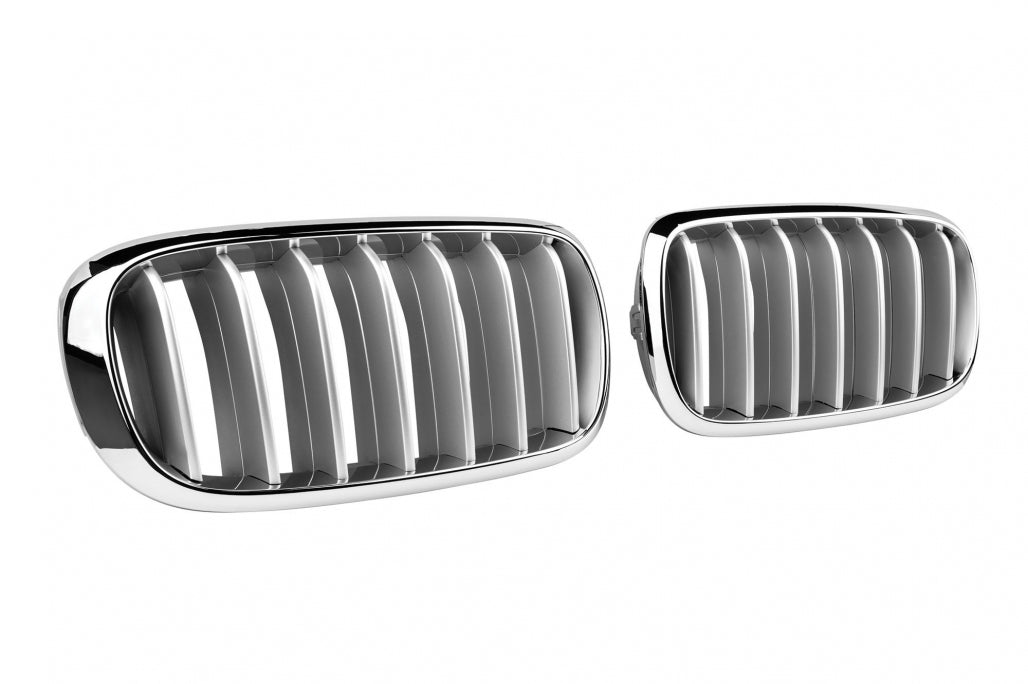 Kidney Grilles Chrome Gray for BMW X5 F15 (2013-2018) X6 F16 (2014-2019)