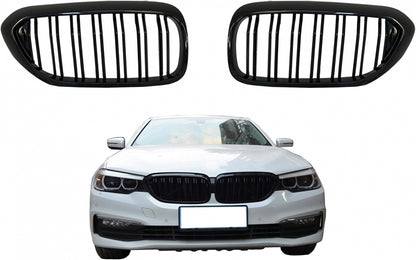 Kidney Grilles Double Stripe M Design Piano Black for BMW 5 Series G30 G31 (2017–2019)