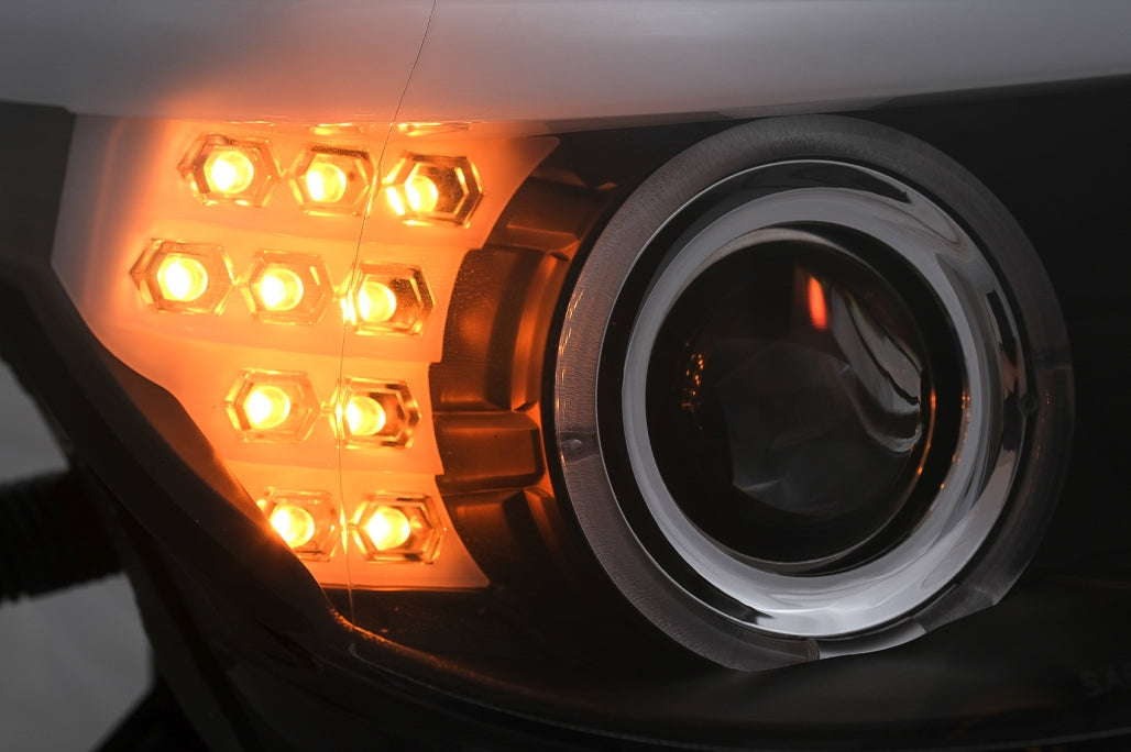 LED Angel Eyes Headlights Black LCI Design for BMW 5 Series E60 E61 (2003–2007)