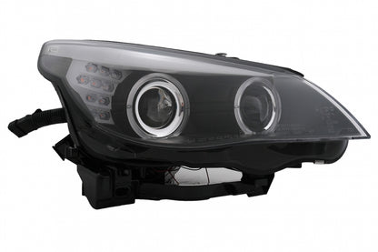 LED Angel Eyes Headlights Black LCI Design for BMW 5 Series E60 E61 (2003–2007)
