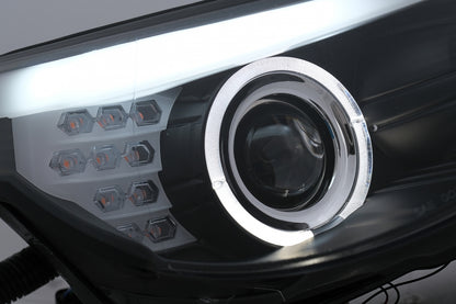 LED Angel Eyes Headlights Black LCI Design for BMW 5 Series E60 E61 (2003–2007)
