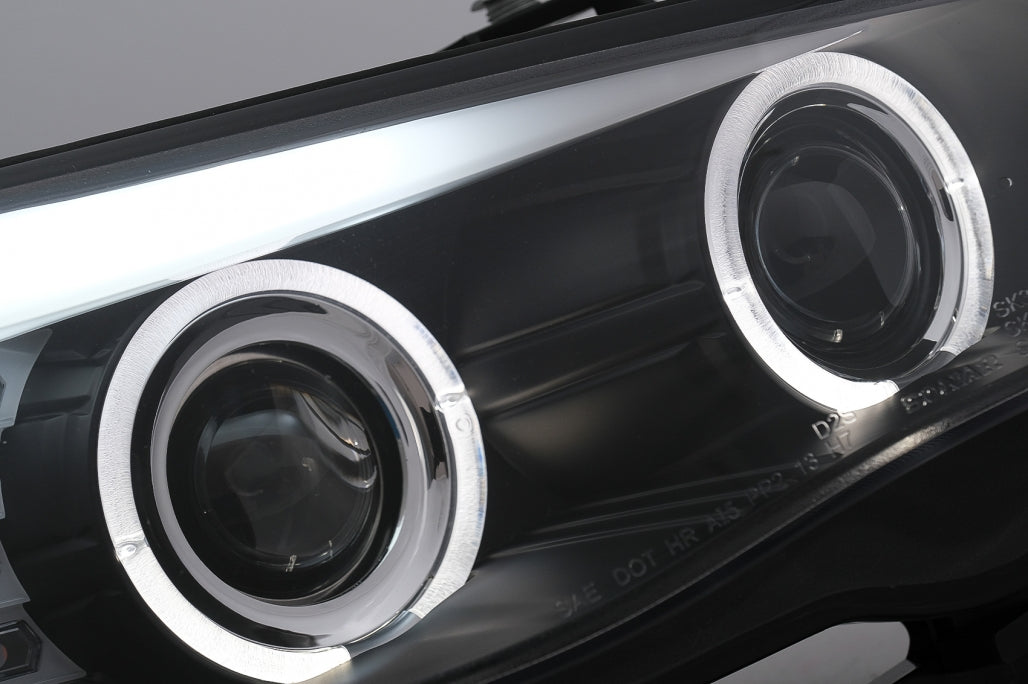 LED Angel Eyes Headlights Black LCI Design for BMW 5 Series E60 E61 (2003–2007)