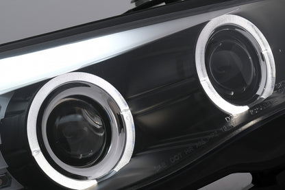 LED Angel Eyes Headlights Black LCI Design for BMW 5 Series E60 E61 (2003–2007)