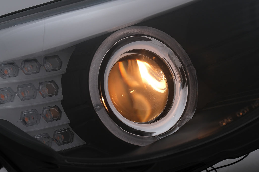 LED Angel Eyes Headlights Black LCI Design for BMW 5 Series E60 E61 (2003–2007)