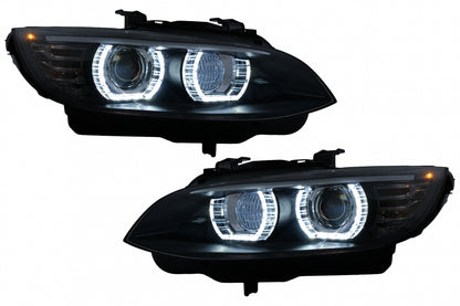LED Angel Eyes Xenon Headlights Black for BMW 3 Series E92 E93 (2006–2010)