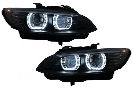 LED Angel Eyes Xenon Headlights Black for BMW 3 Series E92 E93 (2006–2010)