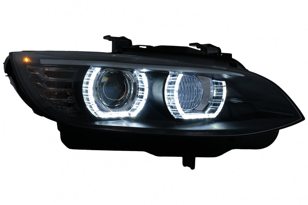 LED Angel Eyes Xenon Headlights Black for BMW 3 Series E92 E93 (2006–2010)