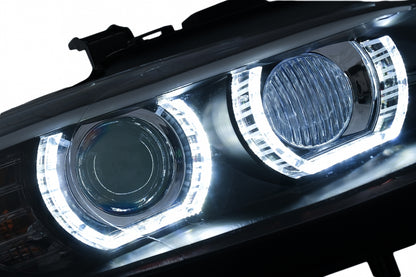 LED Angel Eyes Xenon Headlights Black for BMW 3 Series E92 E93 (2006–2010)