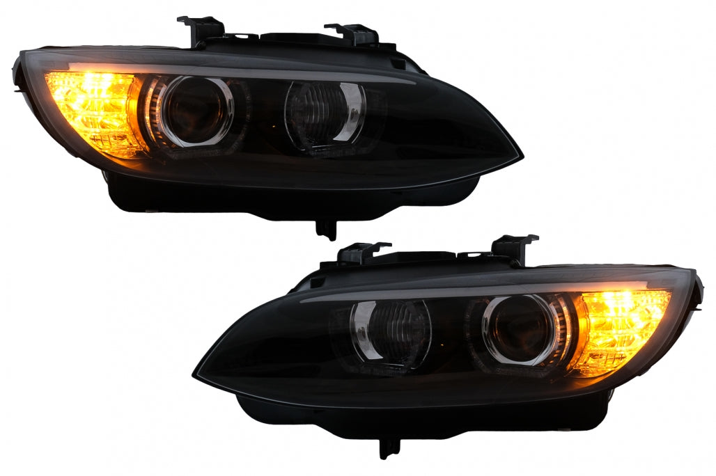 LED Angel Eyes Xenon Headlights Black for BMW 3 Series E92 E93 (2006–2010)