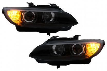 LED Angel Eyes Xenon Headlights Black for BMW 3 Series E92 E93 (2006–2010)