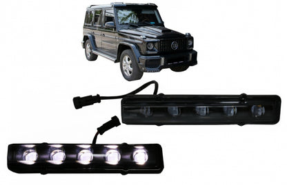LED DRL Daytime Running Lights G65 Design Black for Mercedes G-Class W463 (1989–2012)