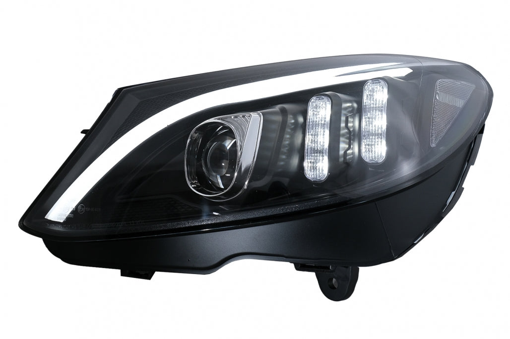 LED DRL Headlights Black Sequential for Mercedes C-Class W205 S205 C205 A205 (2014–2018)