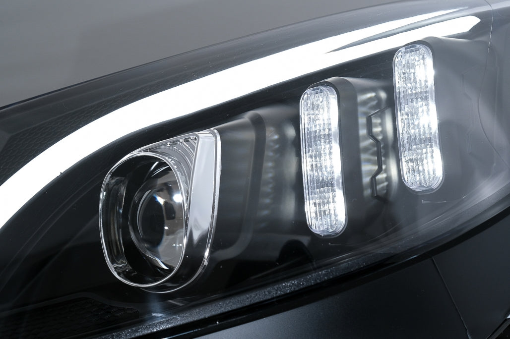 LED DRL Headlights Black Sequential for Mercedes C-Class W205 S205 C205 A205 (2014–2018)