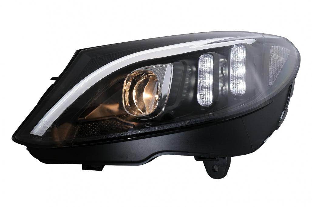 LED DRL Headlights Black Sequential for Mercedes C-Class W205 S205 C205 A205 (2014–2018)