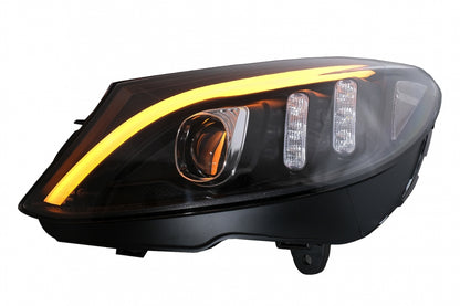 LED DRL Headlights Black Sequential for Mercedes C-Class W205 S205 C205 A205 (2014–2018)