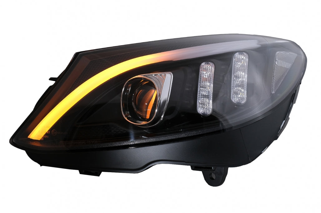 LED DRL Headlights Black Sequential for Mercedes C-Class W205 S205 C205 A205 (2014–2018)