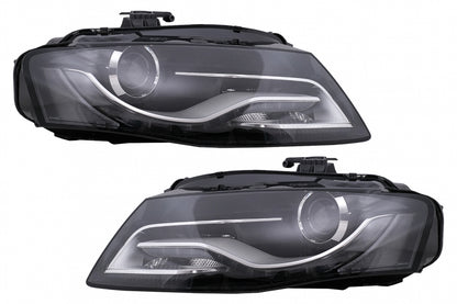 LED DRL Headlights Black for Audi A4 B8 8K Xenon LHD (2009–10.2011)