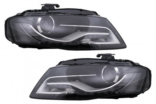 LED DRL Headlights Black for Audi A4 B8 8K Xenon LHD (2009–10.2011)