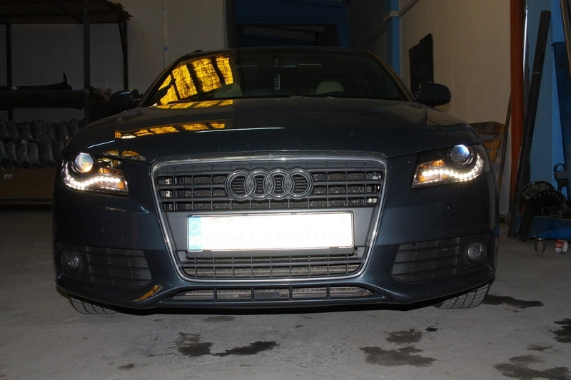LED DRL Headlights Black for Audi A4 B8 8K (2008–2011) with Daytime Running Lights